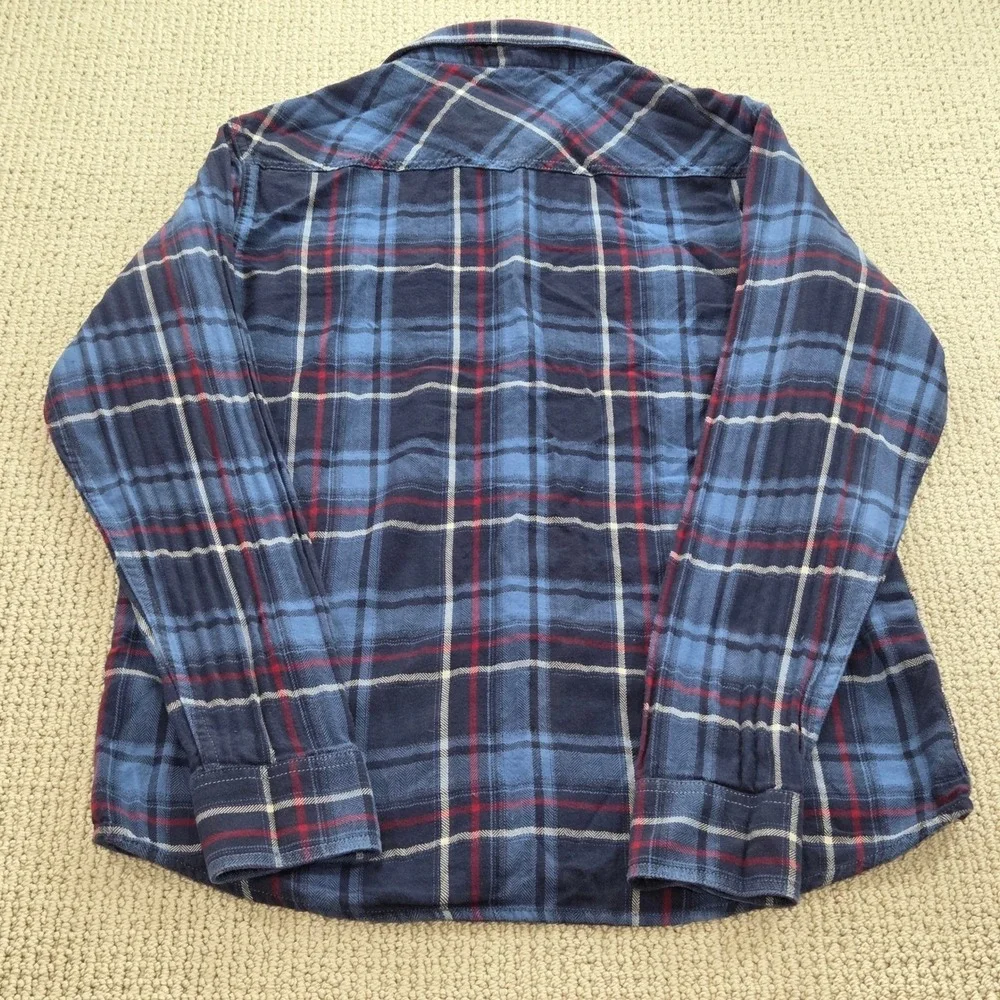 Ariat Retro Fit Boys Flannel Shirt XL/18 Plaid Western Button Down Blue‎ Red